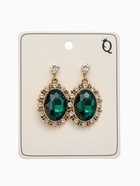 Серьги со стразами "Овал грань", цвет изумрудный в золоте - фото 65468064