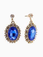 Серьги со стразами "Овал грань", цвет ярко-синий в золоте 10904791