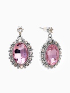 Серьги со стразами "Овал грань", цвет розовый в серебре 10904792