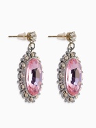 Серьги со стразами "Овал грань", цвет розовый в серебре 10904792