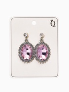 Серьги со стразами "Овал грань", цвет розовый в серебре 10904792