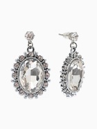 Серьги со стразами "Овал грань", цвет белый в серебре 10904793