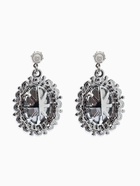 Серьги со стразами "Овал грань", цвет белый в серебре 10904793