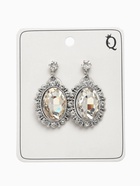 Серьги со стразами "Овал грань", цвет белый в серебре 10904793