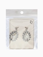 Серьги со стразами "Овал грань", цвет белый в серебре 10904793