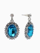 Серьги со стразами "Овал грань", цвет голубой в серебре - фото 65468080