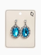 Серьги со стразами "Овал грань", цвет голубой в серебре - фото 65468082