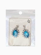 Серьги со стразами "Овал грань", цвет голубой в серебре - фото 65468084