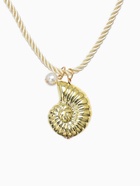 Кулон на жгуте текстильном "Ракушка", цвет бело-золотой - фото 65468086