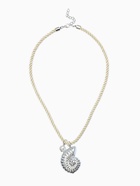 Кулон на жгуте текстильном "Ракушка", цвет бело-серебристый 10905789