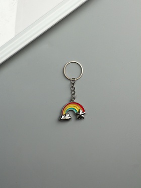 Брелок металл, эмаль "Радуга с облаком и звездой" 3х3,9х0,5 см (комплект 12 шт)