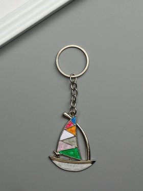 Брелок металл, эмаль "Парусник" 5х4х0,1 см
