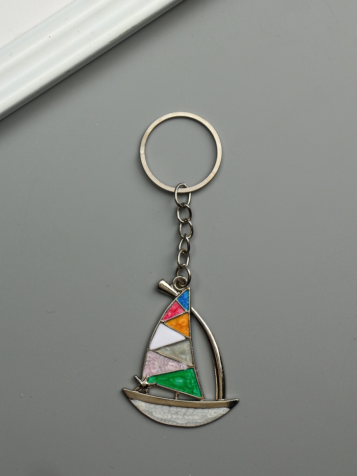 Брелок для ключей на кольце «Парусник», металл, эмаль, 5×4×0.1 см