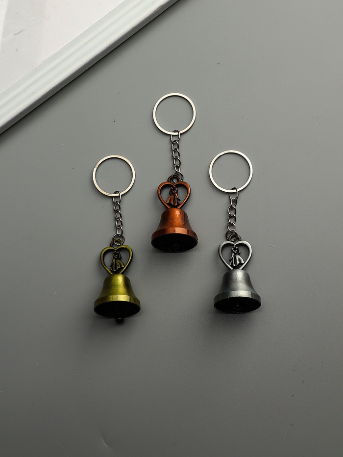Брелок для ключей на кольце «Колокольчик - влюблённые в сердце», металл, 4.9×2.8×2.8 см, МИКС - Фото 1