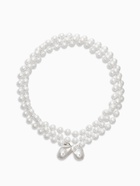 Бусы "Нить жемчуга" №8 с подвесами, L=120см, цвет белый в серебре - Фото 1