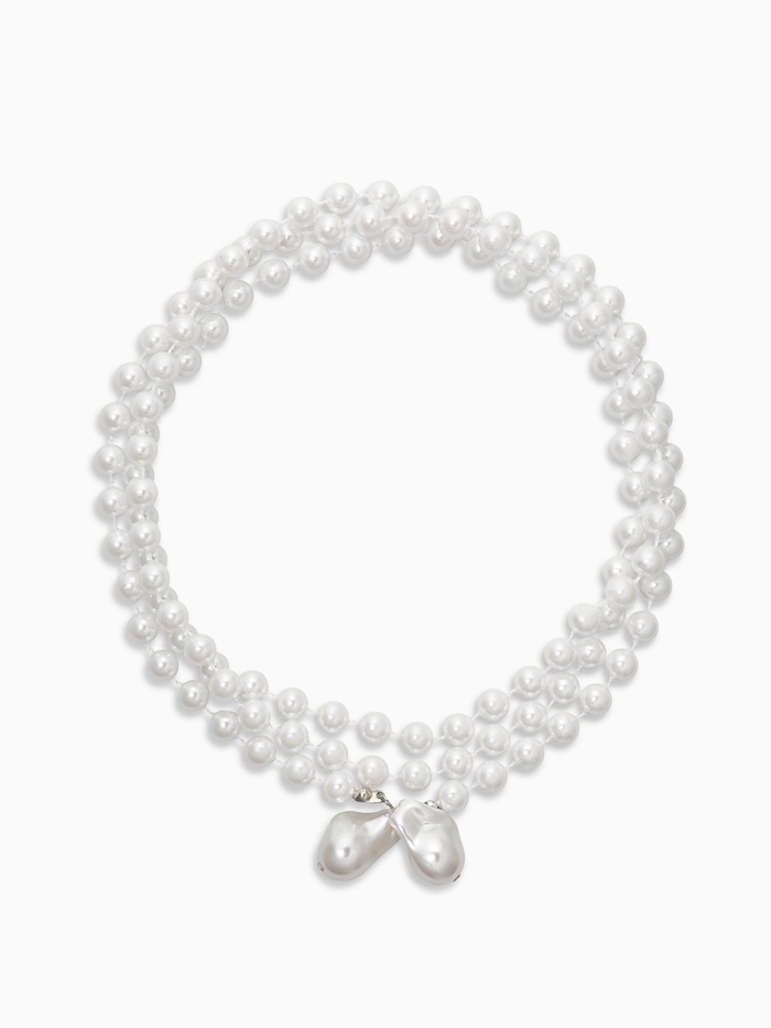 Бусы "Нить жемчуга" №8 с подвесами, L=120см, цвет белый в серебре - Фото 1