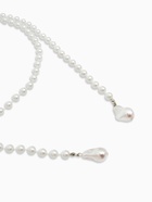 Бусы "Нить жемчуга" №8 с подвесами, L=120см, цвет белый в серебре - Фото 4