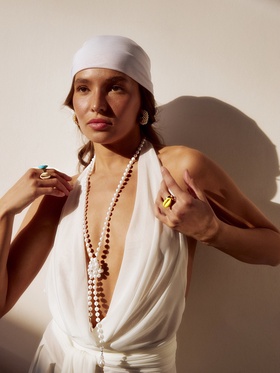 Бусы с подвесами «Нить жемчуга», №8, L=120 см, белые в серебре  (артикул 10936567)  большой выбор товаров оптом и в розницу по низким ценам с доставкой