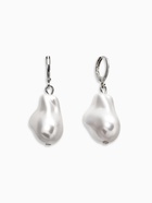 Серьги кольца с подвесками «Жемчуг барокко», белые в серебре - Фото 3