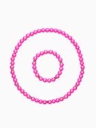 Набор детский «Выбражулька» 2 предмета: бусы, браслет, жемчуг стразы, цвет ярко-розовый 10937158