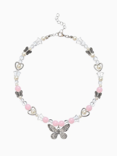 Бусы детские «Выбражулька. Бабочка», бело-розовые в серебре