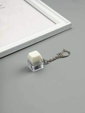 Брелок - антистресс для ключей на карабине «Кнопка кейкап», световой, белый, 2?2?2.6 см (комплект 3 шт)