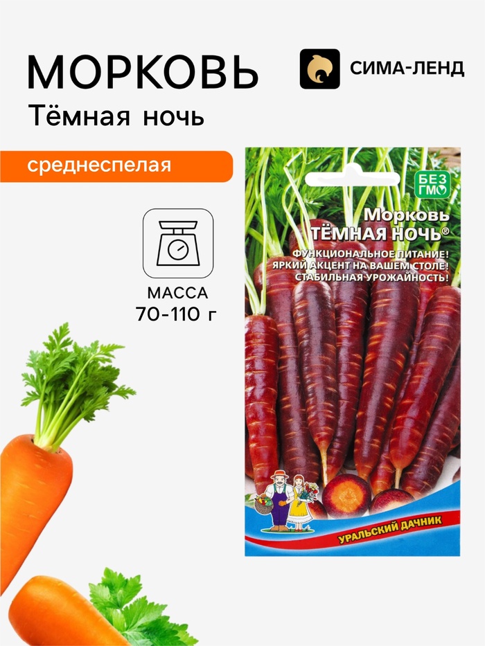 Семена Морковь «Тёмная ночь» 0.25 г - Фото 1