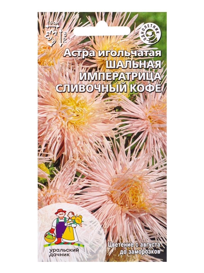 Семена Цветы Астра игольчатая Шальная императрица сливочный кофе (УД) Е/П , Е/П,  0,2 г. - Фото 1
