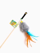 Дразнилка - удочка «Мышка с колокольчиком и перьями». на деревянной палочке, серая (комплект 3 шт) - фото 68175969