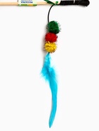 Дразнилка - удочка «Тройной мячик с перьями», на деревянной палочке, цвет МИКС - Фото 4