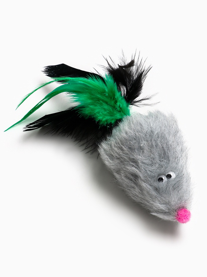 Игрушка для кошек «Хвостатая мышь», 7 см, серая