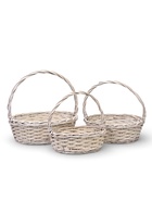 Набор корзин 3 шт, 39х32х14, 34х27х12, 29×22×10 см, лоза белый 10976851