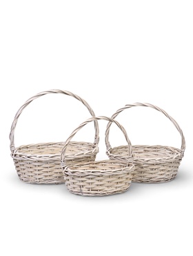 Набор корзин 3 шт, 39х32х14, 34х27х12, 29×22×10 см, лоза белый