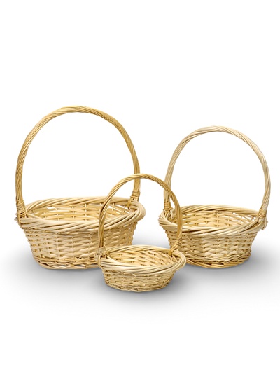 Корзина плетёная для хранения, лоза, светлая, набор 3 шт.