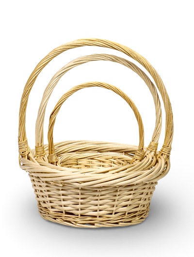 Корзина плетёная для хранения, лоза, с ручкой, светлая, набор 3 шт.