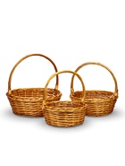 Набор корзин 3 шт 44х44х16, 37х37х14, 31х31х12 см руска 17/15/13см  лоза натур - фото 65568648