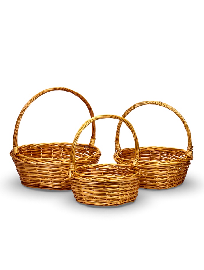 Корзина плетёная для хранения, лоза, натуральная, набор 3 шт. - Фото 1