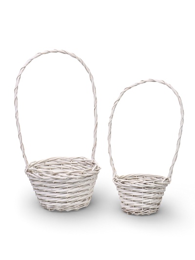 Корзина плетёная для хранения, лоза, белая, набор 2 шт.