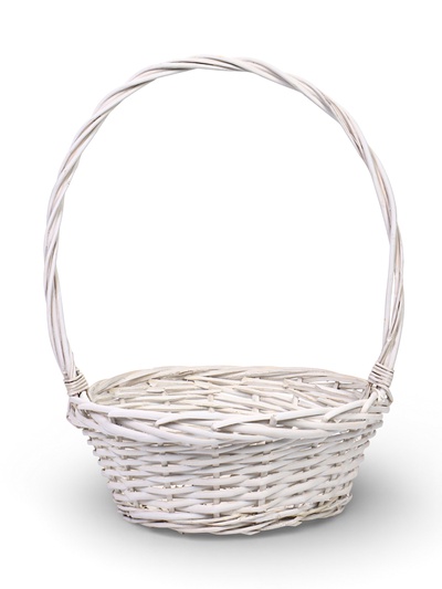 Корзина плетёная для хранения, лоза, белая, 30×30×12 см, высота с ручкой 43 см