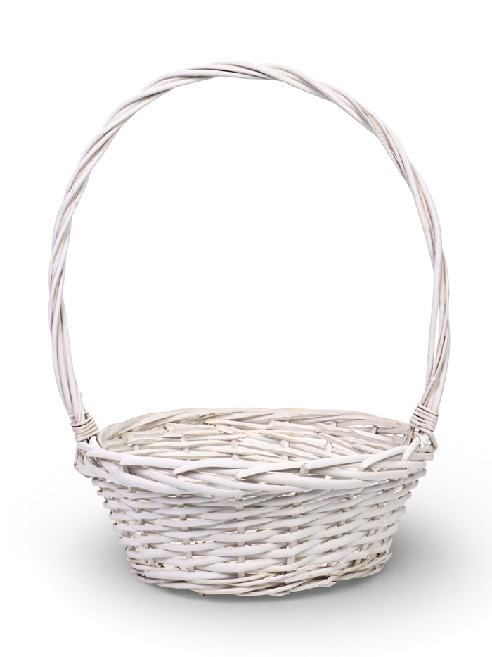 Корзина плетёная для хранения, лоза, белая, 30×30×12 см, высота с ручкой 43 см - Фото 1