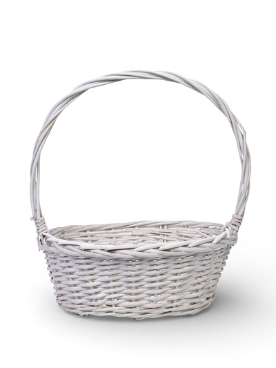 Корзина плетёная для хранения, лоза, белая, 35×25×14 см, высота с ручкой 43 см