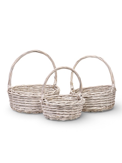 Набор корзин 3 шт, 34х34х14, 30х30х13, 25х25х12 см руска22/20/18 см  лоза белый