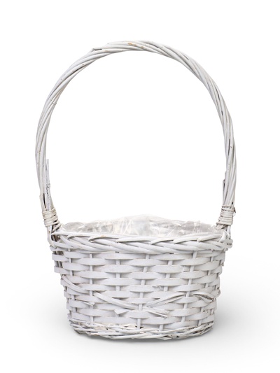 Корзина плетёная для хранения, лоза, с ручкой, белая, набор 2 шт.