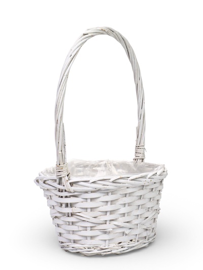 Корзина плетёная для хранения, лоза, с ручкой, белая, набор 2 шт.