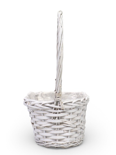 Корзина плетёная для хранения, лоза, с ручкой, белая, набор 2 шт.