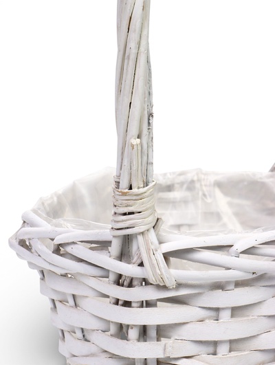 Корзина плетёная для хранения, лоза, с ручкой, белая, набор 2 шт.