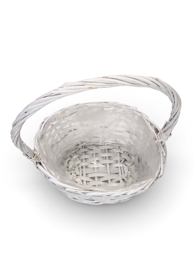 Корзина плетёная для хранения, лоза, с ручкой, белая, набор 2 шт.