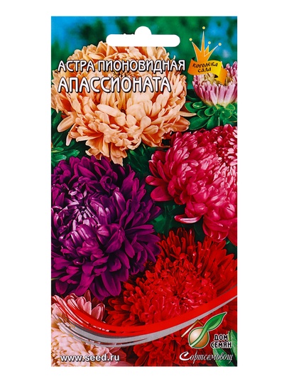 Семена цветов Астра пионовидная «Апассионата» смесь, 80 шт., «Дом семян»