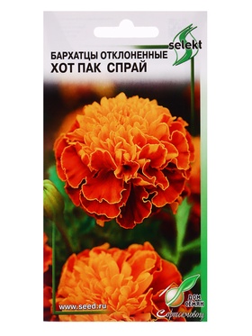 Семена цветов Бархатцы (тагетес) отклоненные Хот Пак Спрай 10 шт  (артикул 10965532)  большой выбор товаров оптом и в розницу по низким ценам с доставкой