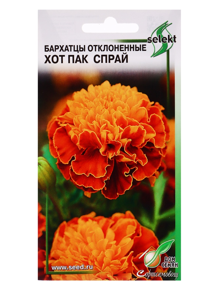 Семена цветов Бархатцы отклоненные «Хот Пак Спрай», 10 шт., «Дом семян»